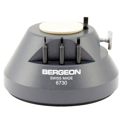 Bergeon 6730 watch band screw holder tool for secure bracelet fitting and removal.