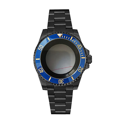 Boîtier de montre 40 mm avec bracelet en acier inoxydable noir PVD et verre saphir pour NH35/NH36 