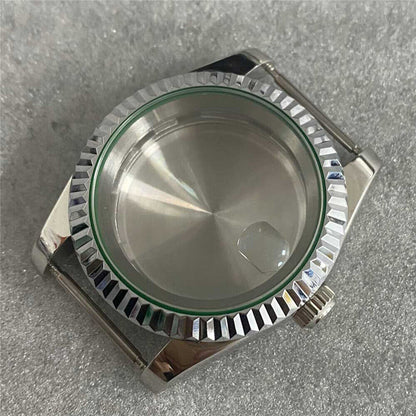 39MM stainless steel watch case with sapphire crystal, solid back for NH35/NH36/4R movements.