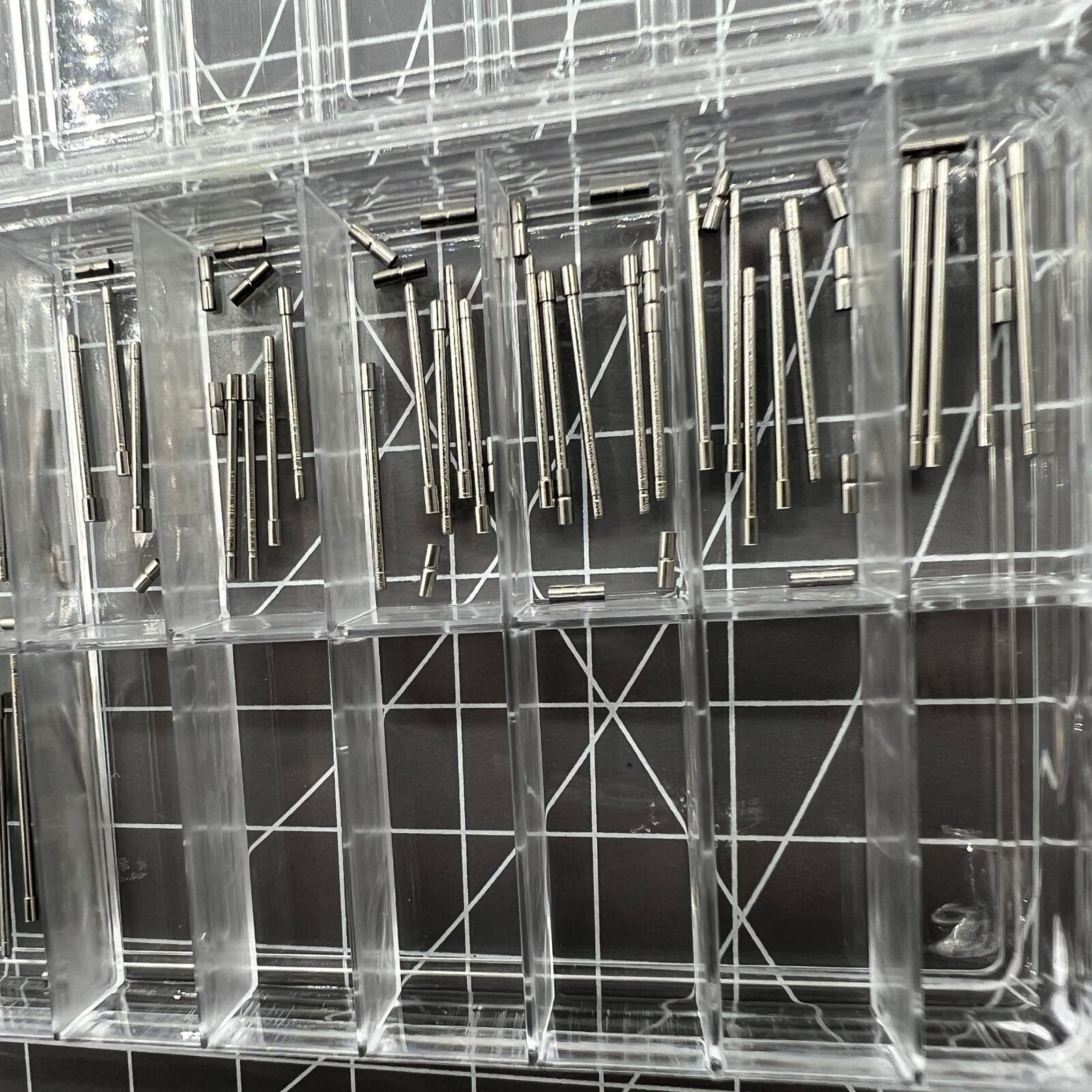 Stainless steel AB-638NTWP notched tubes with pins for secure watch band assembly, 60pcs box.