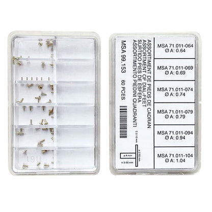 Swiss Horotec MSA99 153 60 metal watch dial repair pins set in box for precise watchmaking tasks