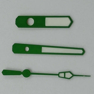 12.5mm Green Trim White Painted Green Lume Watch Hands for NH35 NH36 7S26 7S36