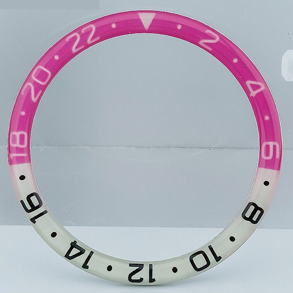 38mm rose red and yellow resin alloy bezel with blue lume for SKX007 SKX011 watches