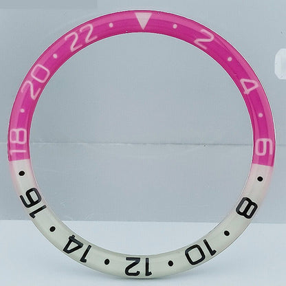 38mm rose red and yellow resin alloy bezel with blue lume for SKX007 SKX011 watches