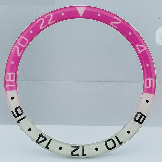 38mm rose red and yellow resin alloy bezel with blue lume for SKX007 SKX011 watches