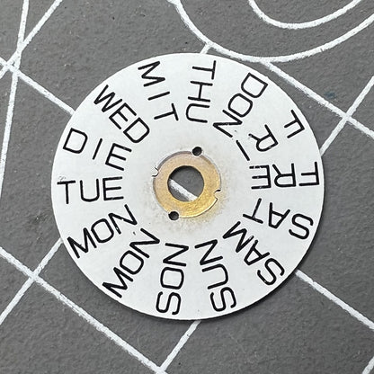 Disque de semaine blanc en police anglaise, compatible avec le mouvement 2836, date à 9 heures, n° 25