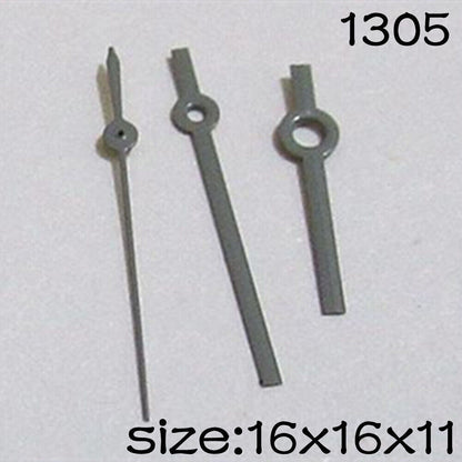 Silver-tone NO.1305 watch hands set for Miyota 2035, includes 16mm hour/minute and 11mm second hands.