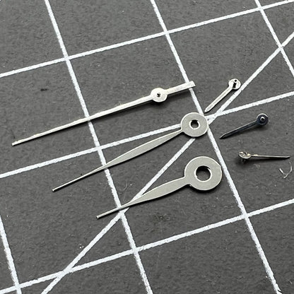 Silver 14mm long arrow watch hands, no lume, compatible with Miyota 0S11 movements, precise timing accessory.
