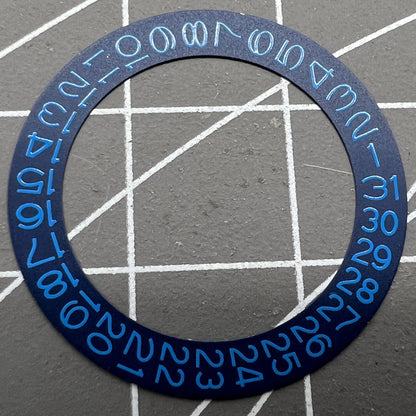 Denim blue background featuring Azure Blue font date wheel for Miyota NH35 NH36