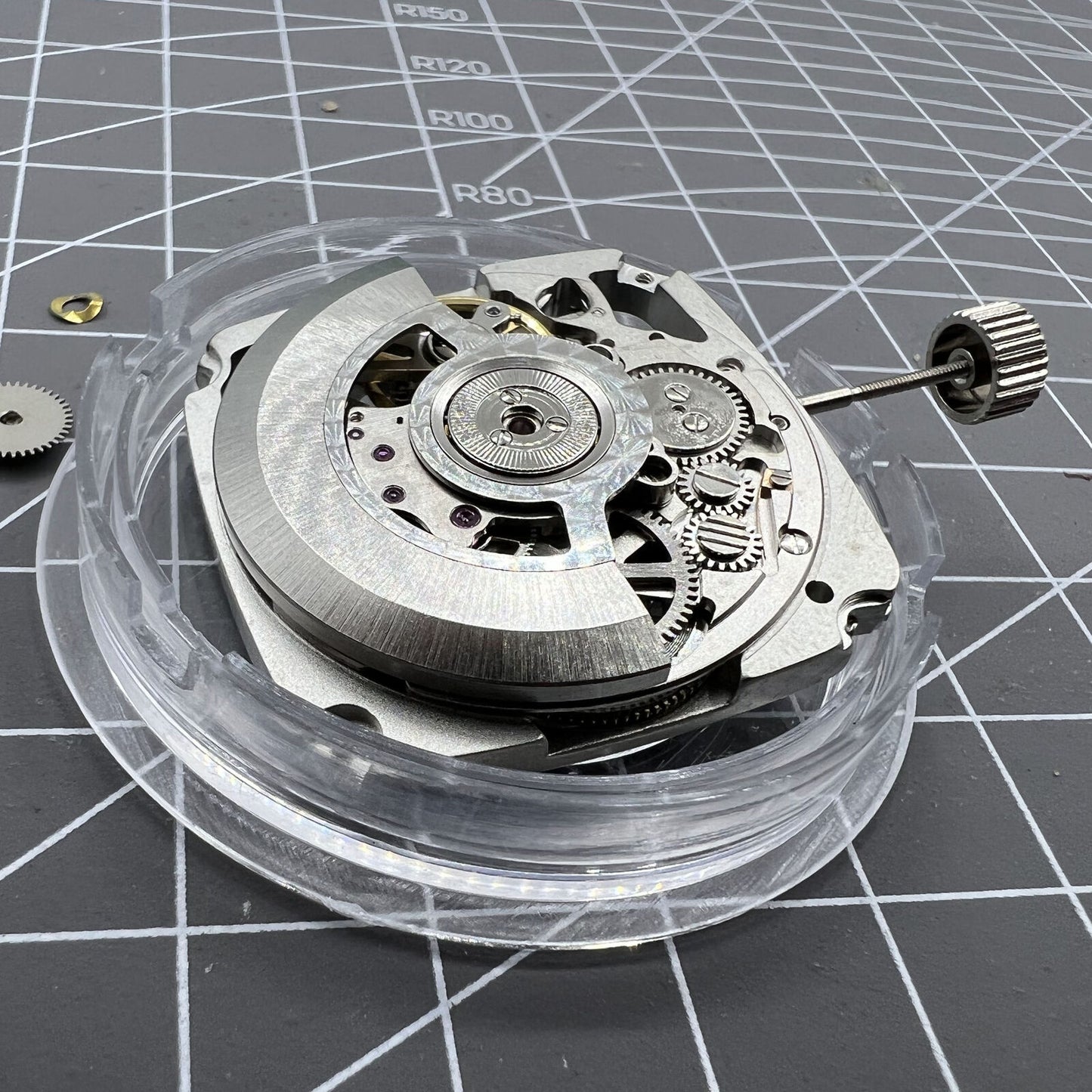 Tianjin Seagull ST25 square watch featuring silver skeleton dial and automatic mechanical movement for precise timekeeping.