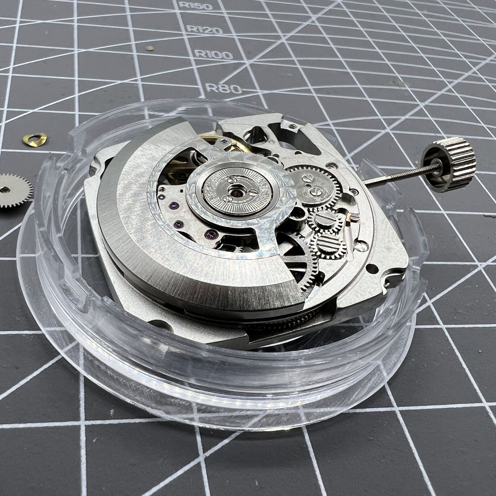 Tianjin Seagull ST25 square watch featuring silver skeleton dial and automatic mechanical movement for precise timekeeping.