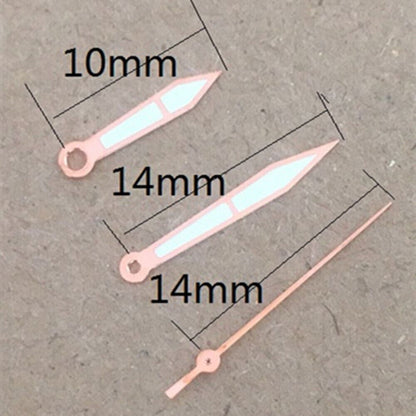 Aiguilles de montre luminescentes avec bordure dorée rose pour mouvement à quartz Miyota 2035 P1-H4-C107 