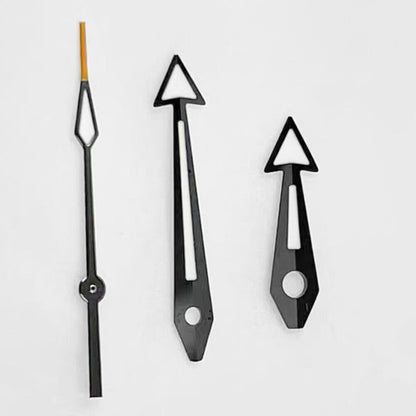 Green luminous arrow-shaped watch hands with black trim for Movement 8200/8215.