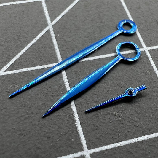 Blue willow leaf watch hands for Seagull ST3600/ST3621 and ETA6497/6498 movements, stylish upgrade.