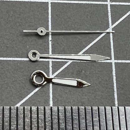 Aiguilles de montre lumineuses argentées et vertes de 12 mm pour mouvement à quartz Ronda 515.