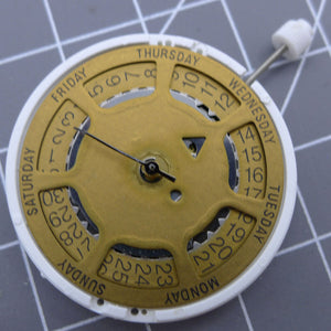 ISA 1198 Quartz Movement Day Date Golden Dial Date at 3 Replacement