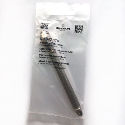 Bergeon 1842-17A Pin Vise with 2 Chucks 0 to 1.20mm and 1.50 to 3.00mm