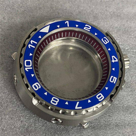 45MM stainless steel watch case with mineral glass, compatible with NH35/36 movements, durable and stylish accessory.