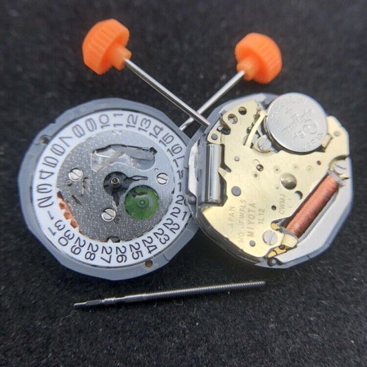 Miyota 1L12 Japan quartz movement with date at 3 o'clock, precision watch part replacement