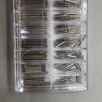 Set Kit with 360 stainless steel spring bars 8-25mm for watch band links, durable and precise fit.