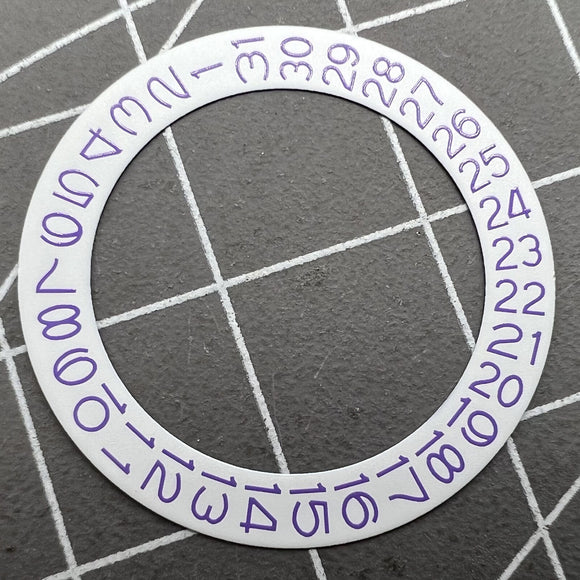 White Background Light Purple Character Disk Date Wheel for Miyota NH35 NH36