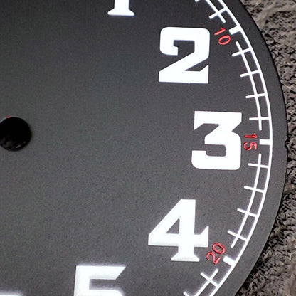 Black pilot watch dial with green lume numerals, 33.8mm waterproof, fits NH35 movement.