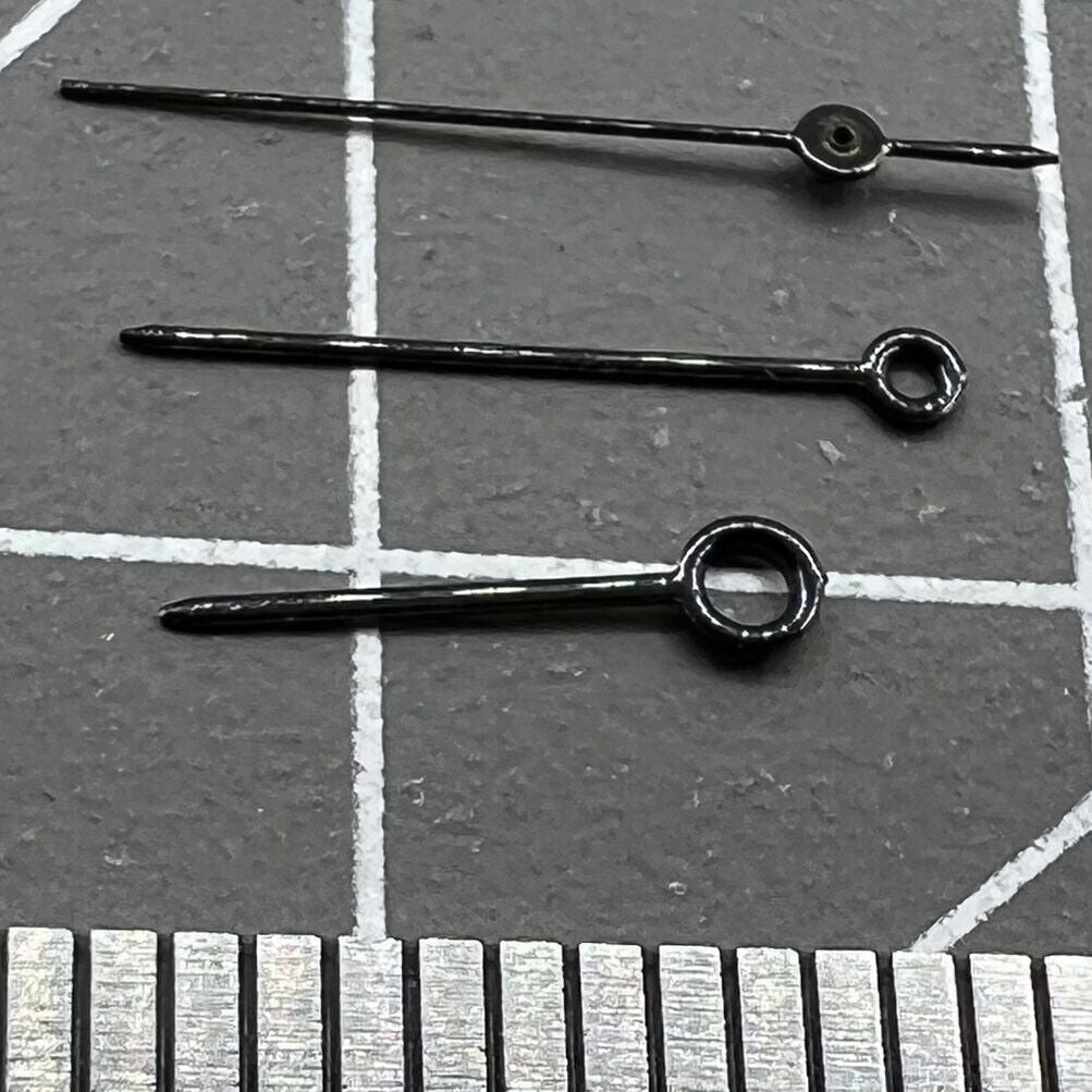 Black NO.1519 watch hands set for Miyota 2035 movement, sleek 14mm/12mm/9mm design, precise fit.