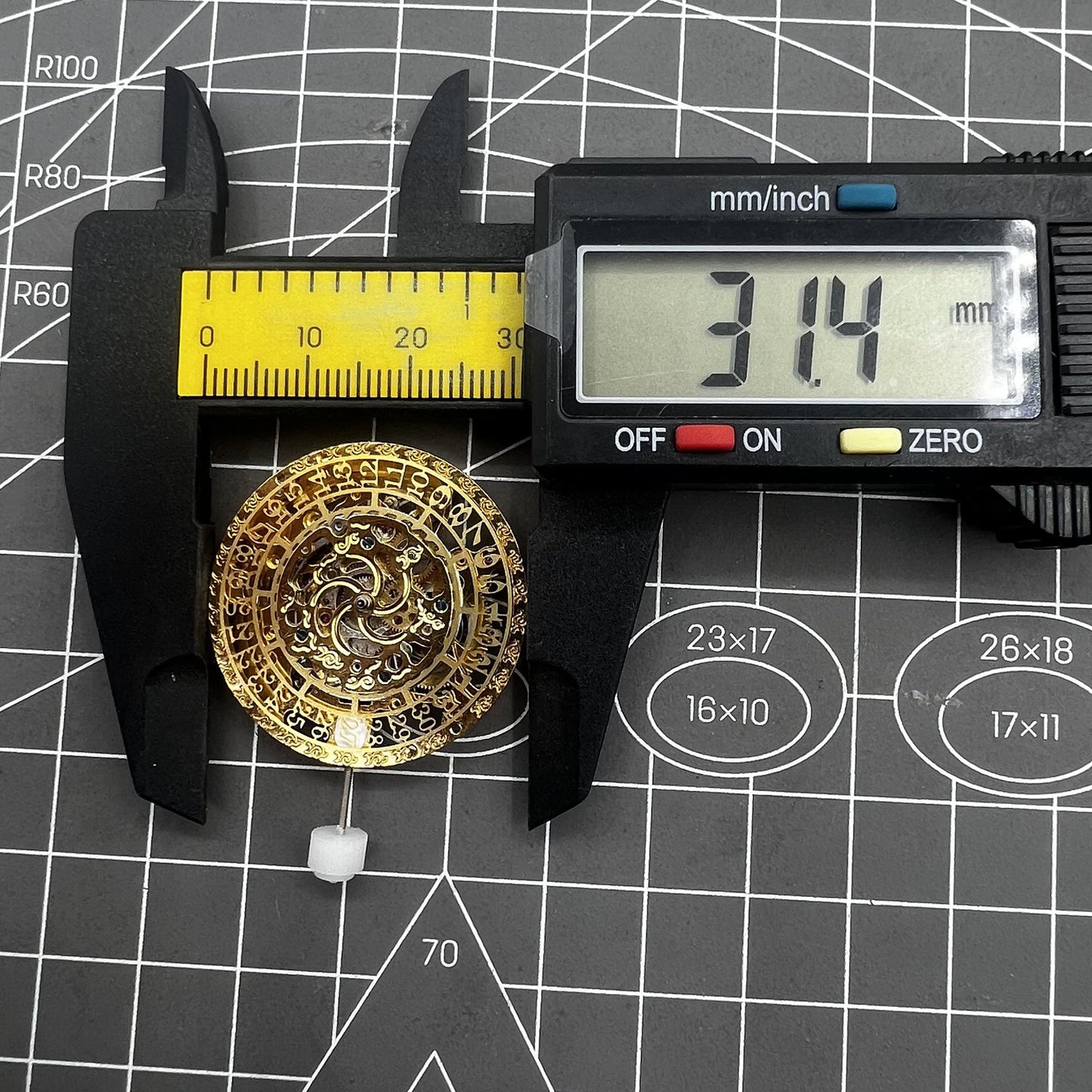 Automatisches mechanisches Uhrwerk Kalender HZ27AOB Golden Hollow