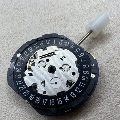 Seiko 7T82A quartz movement close-up showing precision Japanese watch mechanism.