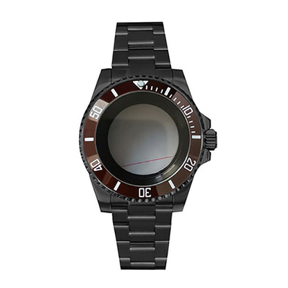 Boîtier de montre 40 mm avec bracelet en acier inoxydable noir PVD et verre saphir pour NH35/NH36 