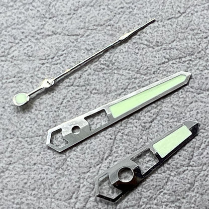 13mm Hollow Silver Trim Green Lume Watch Hands for Mechanical Movement NH35 NH36
