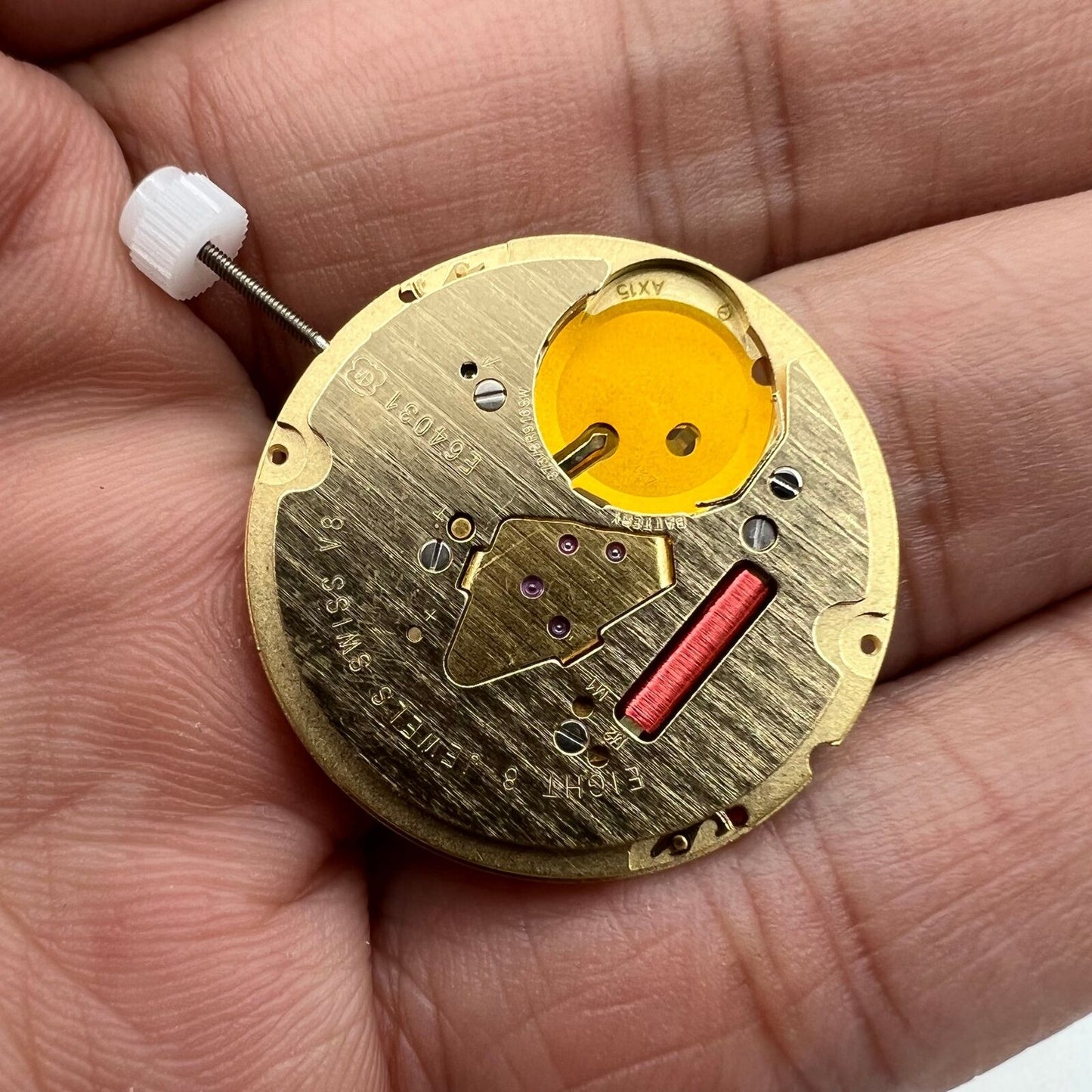 ETA E64.031 Swiss quartz watch movement, precise and reliable timing component for watch repair and accessories.