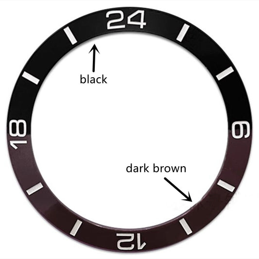 38 mm braun + schwarz Halbmaßstab Keramik poliert Uhr Lünette Fit für SUB007 Uhr 