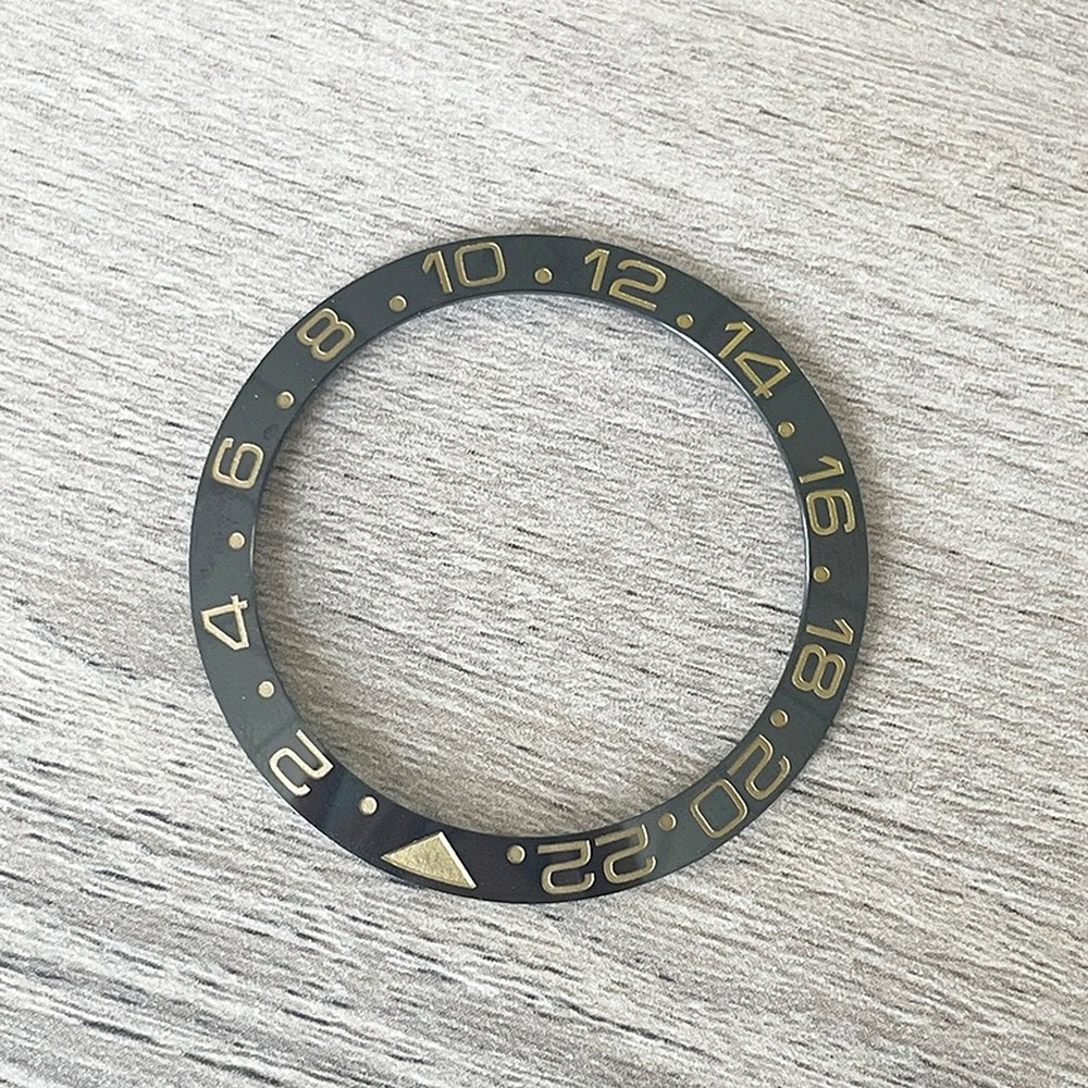 38mm ceramic bezel insert with super luminous markers for automatic GMT men's watches.