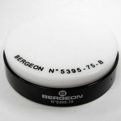 Bergeon 5395-75-B white gel cushion for 75mm watch cases, perfect for secure watch repairs.
