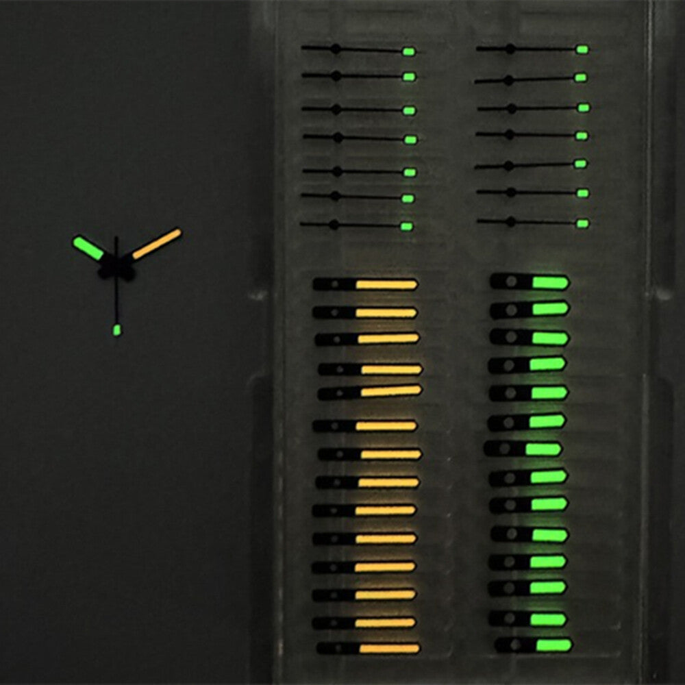 Black matte trim watch hands with green and orange lume for SKX007/SPR777 NH35A/NH36 models