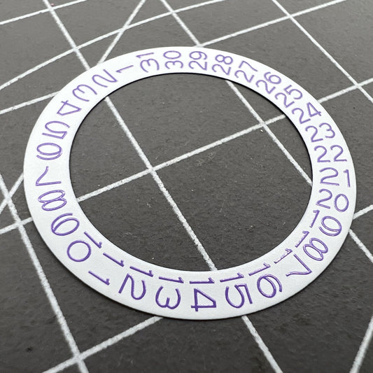 White Background Light Purple Character Disk Date Wheel for Miyota NH35 NH36