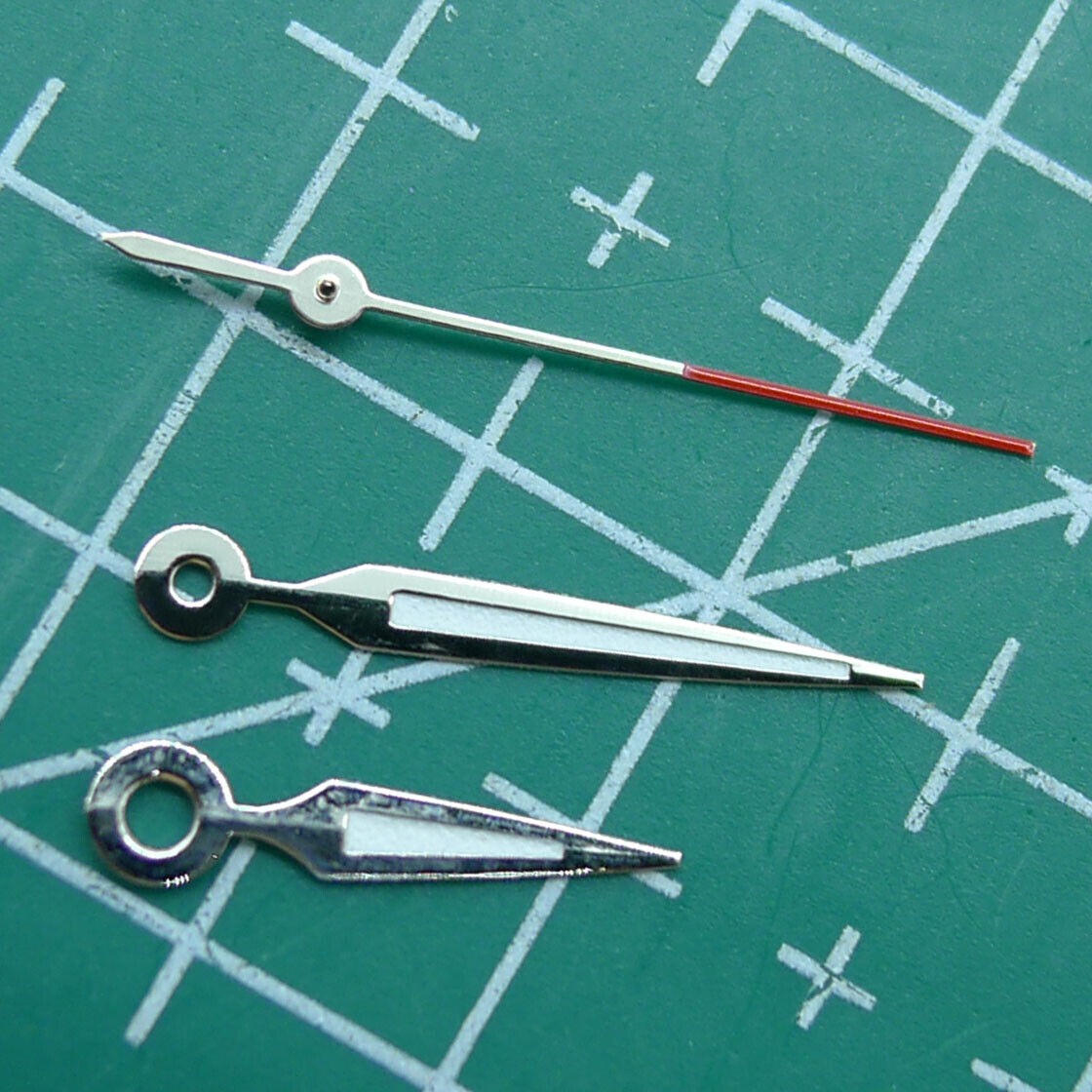 Luminous arrow-shaped watch hands by P1-H2-C1, designed for Miyota 2035 movement with bright precision.