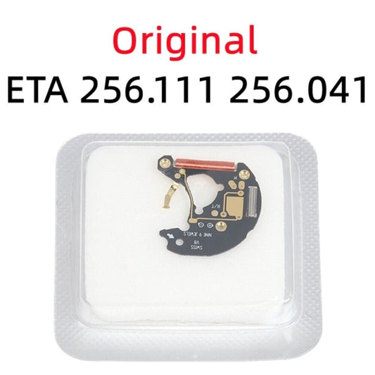 Swiss Made ETA 256.111 quartz circuit board for precise watch movement repair and replacement.