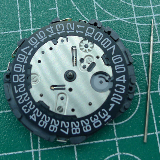 Wholesale Japan Made VR32B quartz watch movement with black dial, multifunctional features for precise timekeeping.