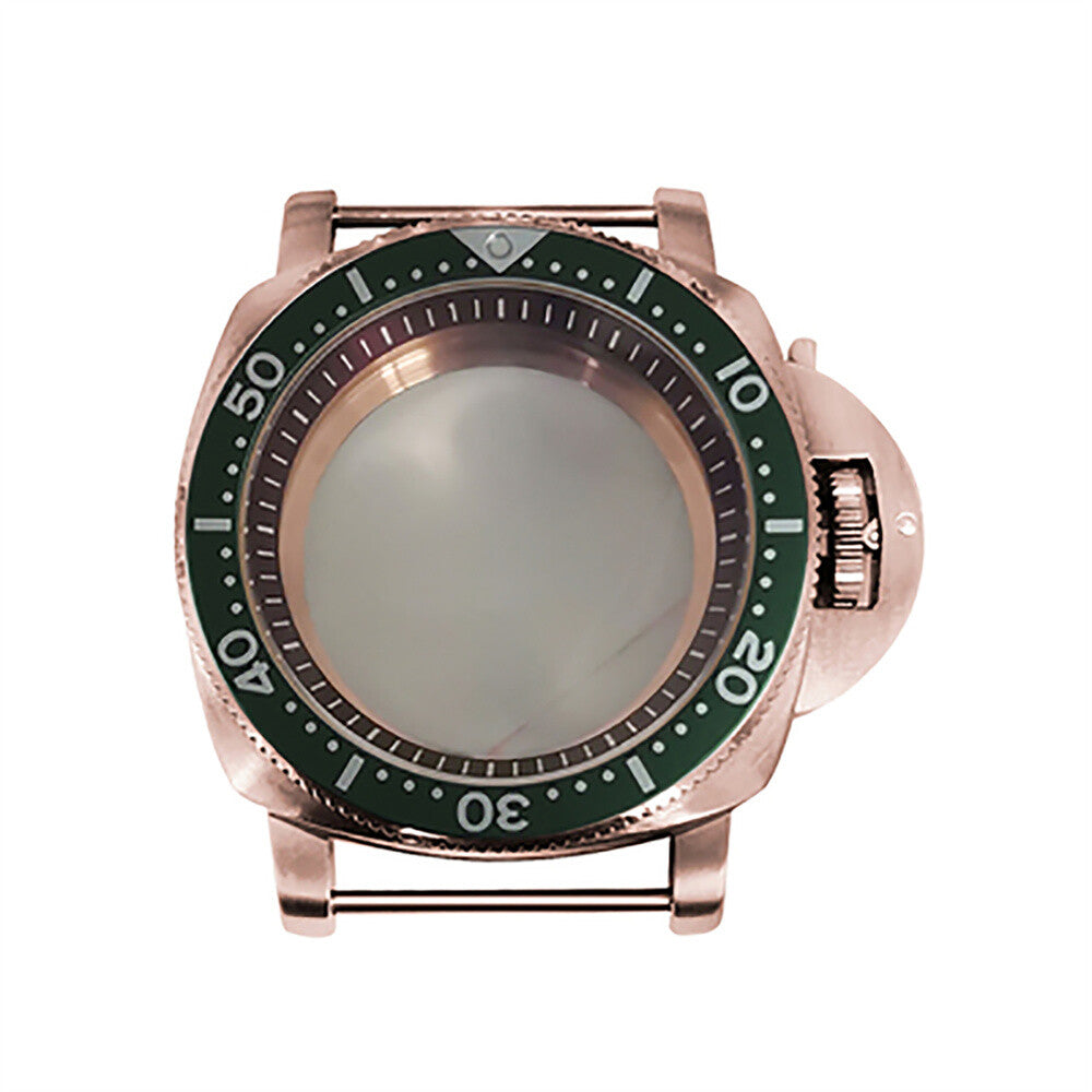 42 mm Mineralspiegel PVD Stahl Roségold Uhrengehäuse für NH35/NH36/4R/7S 
