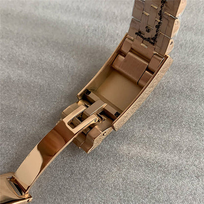 40 mm goldenes Uhrengehäuse-Armband für NH35/36-Uhrwerk, modifiziertes Saphirglas 