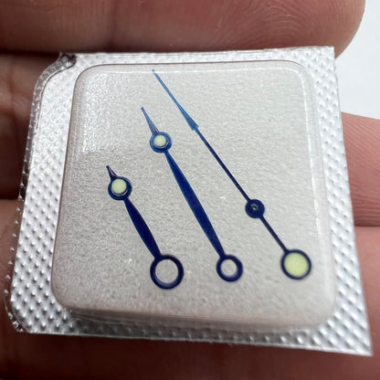 Green luminous 13mm watch hands set for Miyota 8200 movement, 3 hands, stylish and precise.