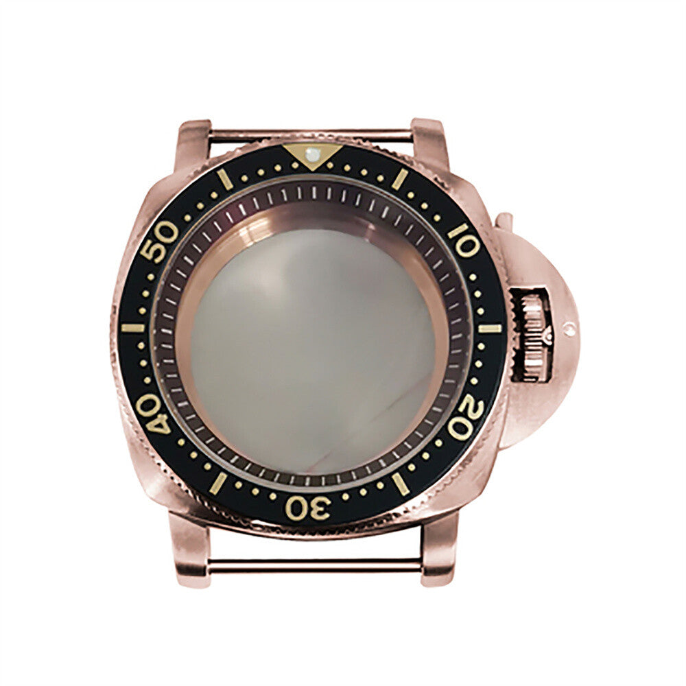 42 mm Mineralspiegel PVD Stahl Roségold Uhrengehäuse für NH35/NH36/4R/7S 