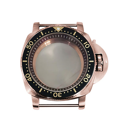 42 mm Mineralspiegel PVD Stahl Roségold Uhrengehäuse für NH35/NH36/4R/7S 