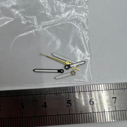 Luminous black watch hands for Miyota 2035 movement, boosting visibility and sleek style.