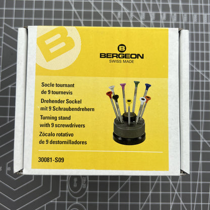 Swiss Made Bergeon 30081-S09 Watchmakers Ergonomic 9 Piece Screwdriver Set