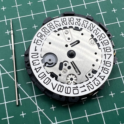 Hattori VR32 Japan quartz chronograph watch movement for precise timekeeping and durability.
