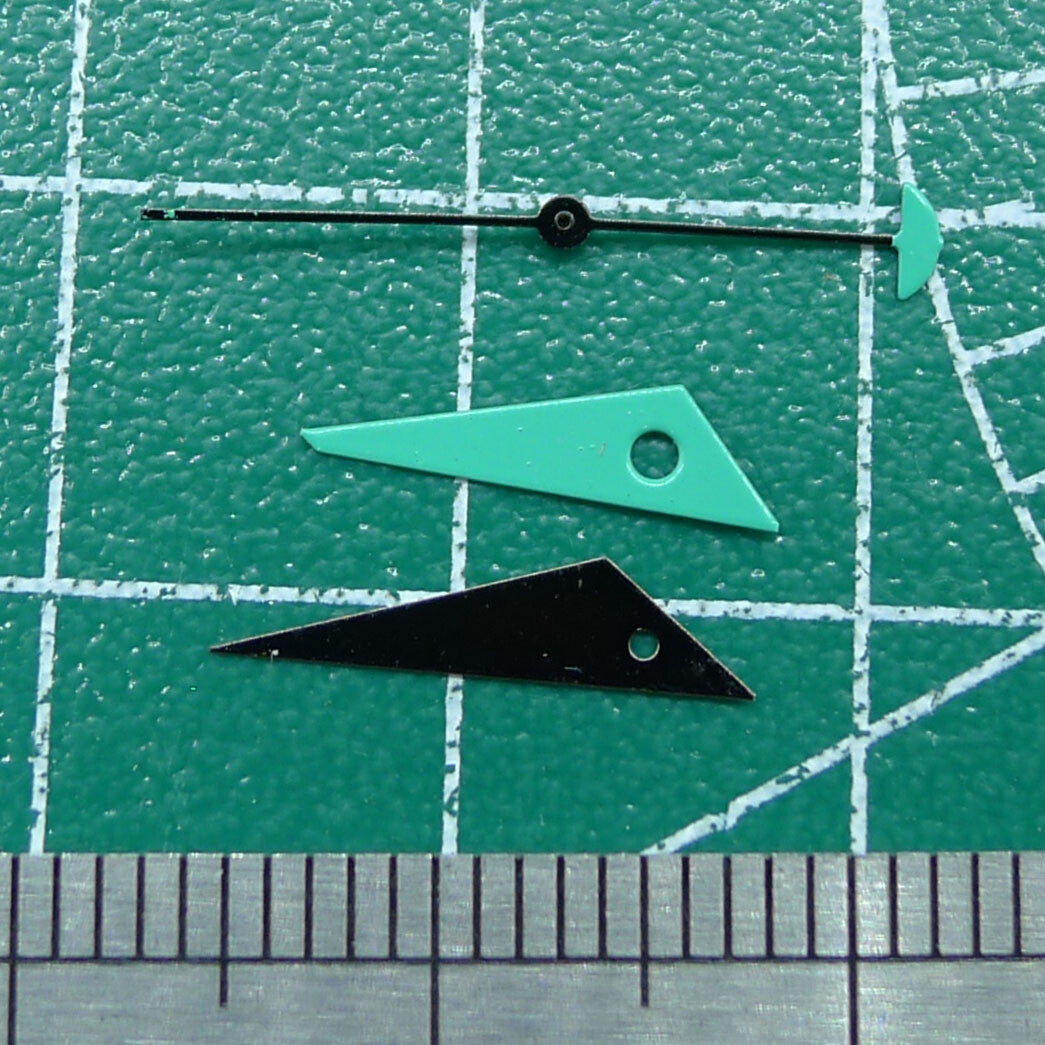 Set of 10.5mm irregular triangle watch hands for Miyota 2035 movement, sleek design.