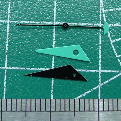 Set of 10.5mm irregular triangle watch hands for Miyota 2035 movement, sleek design.